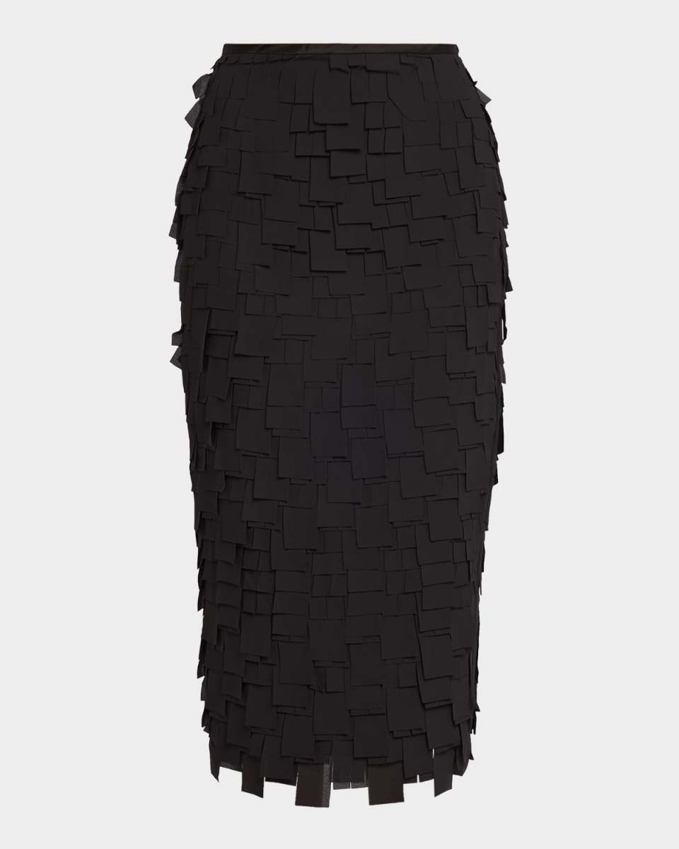 Dita Geometric Fringe Midi Pencil Skirt